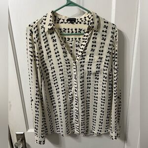 The Limited Cream and Black Bow Blouse
